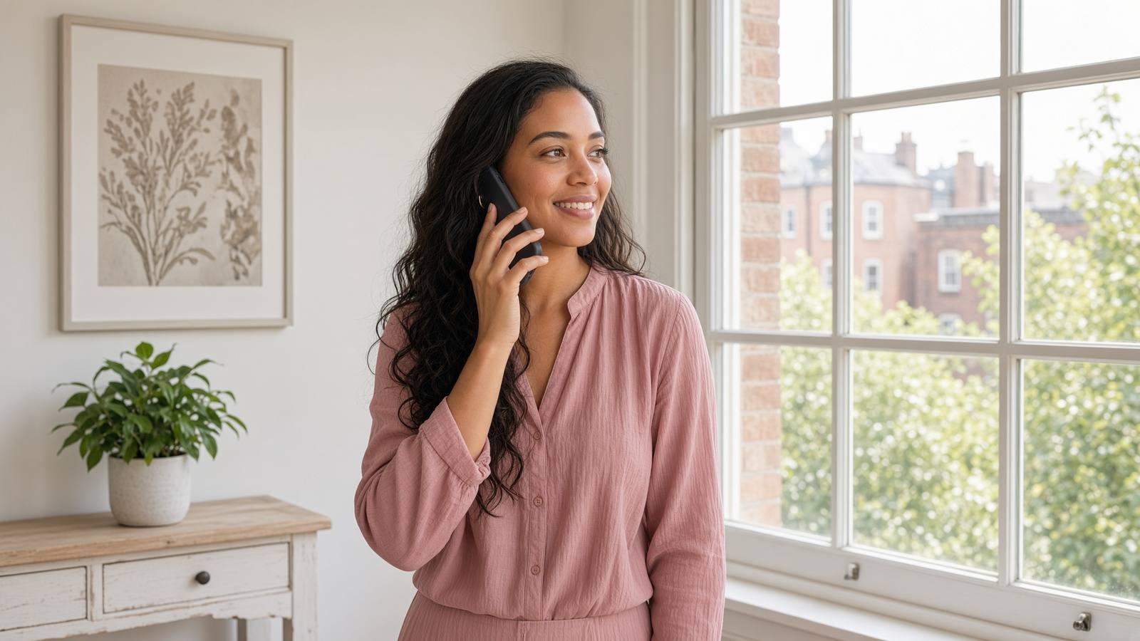Woman on a live UK phone sex call